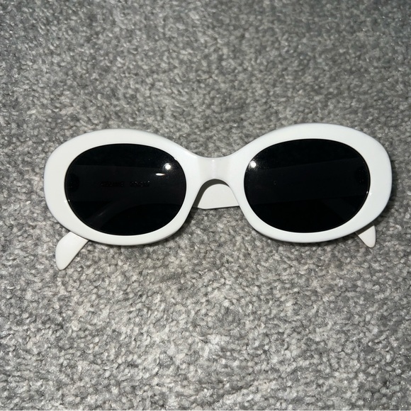 Celine triomphe sunglasses white oval gold hardware - Picture 1 of 5